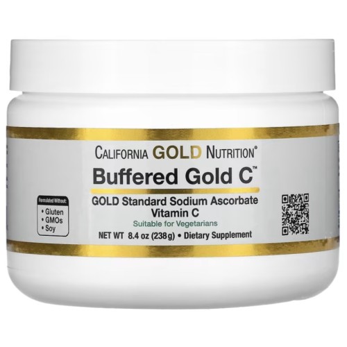 California Gold Nutrition, Buffered Gold C, некислый витамин C в порошке, аскорбат натрия, 238 г (8,40 унции)